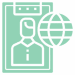 Illustration of an identification card with a user icon, overlaid by a globe symbol, representing global identity or online profile—ideal for an immigration lawyer in Orlando.